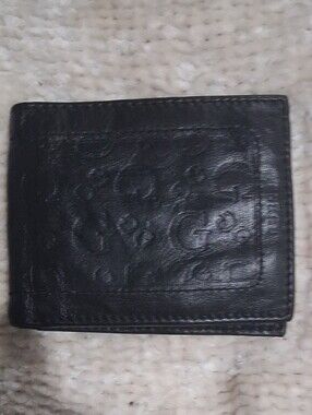 Guess Black Embossed Leather  Card Case Wallet